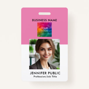 Custom Simple Employee Photo QR Code Company Logo ID Badge