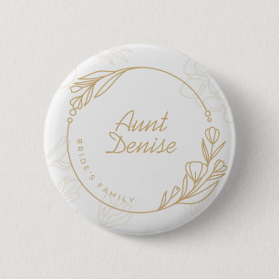 Custom Simple Floral Bride's Family Button
