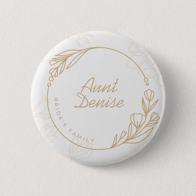 Custom Simple Floral Bride's Family Button (Front)