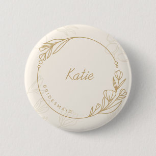 Custom Simple Floral Bridesmaid Button