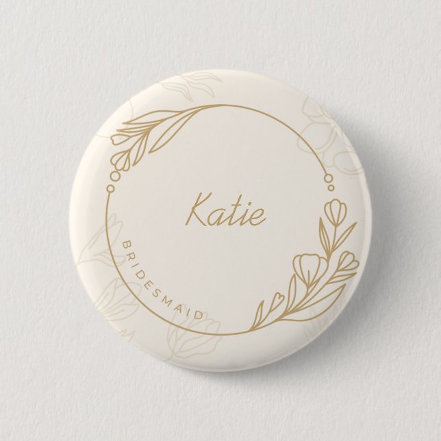 Custom Simple Floral Bridesmaid Button (Front)