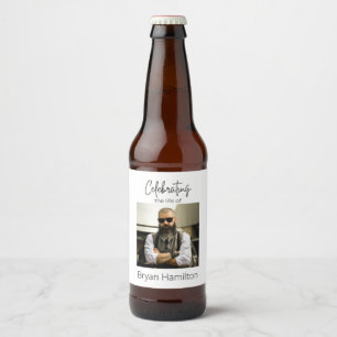 Custom Simple Funeral Celebration of Life Beer Bottle Label