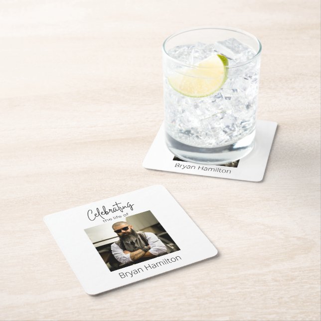 Custom Simple Funeral Celebration of Life Coasters (Insitu)