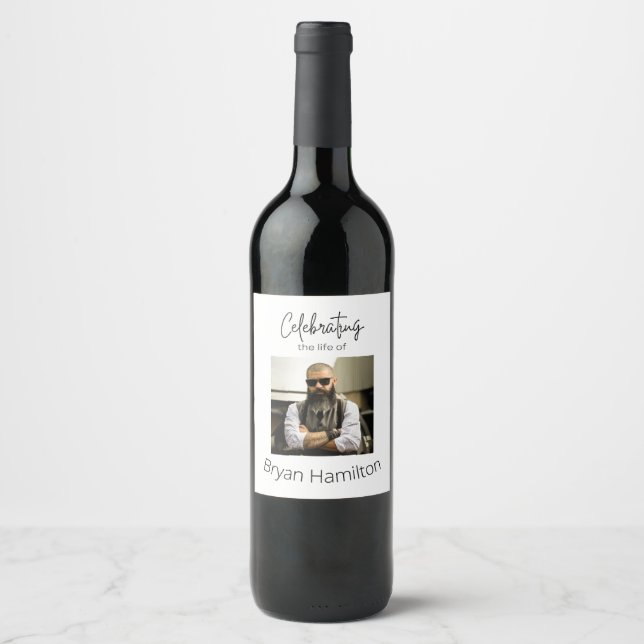 Custom Simple Funeral Celebration of Life Wine Label (Front)