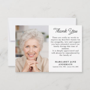Custom Simple Funeral Personalised Photo Thank You Card