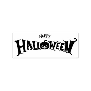 Custom Simple Happy Halloween Greetings Fun Script Rubber Stamp