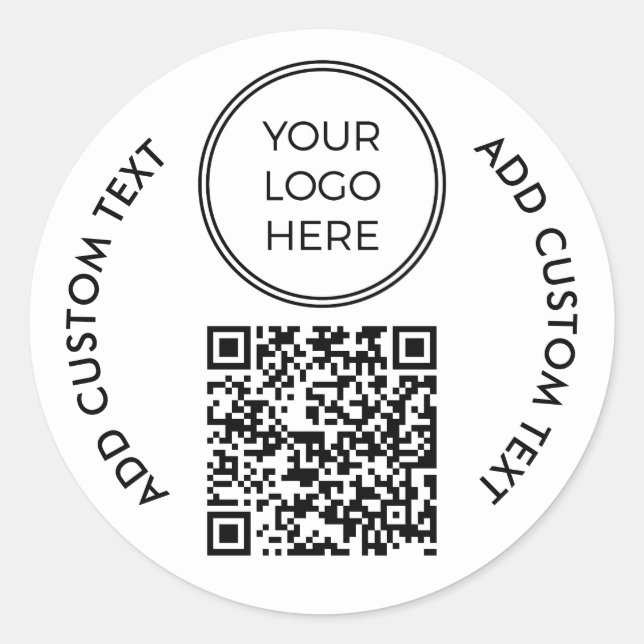 Custom Simple Logo Business QR Code Classic Round Sticker (Front)