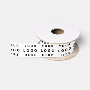 Custom Simple Logo Business Wrapping Pattern Satin Ribbon