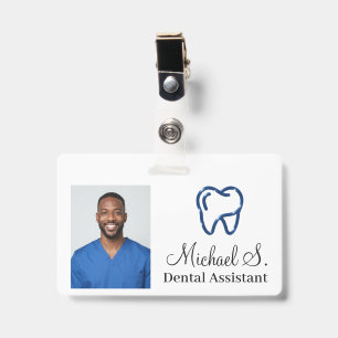 Custom Simple Logo Dental Assistant Photo Name ID Badge