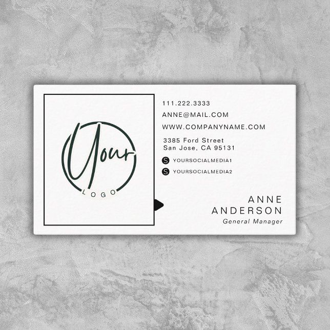 Custom Simple Logo Professional White Business Card (Creator Uploaded)