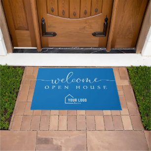 Custom Simple Logo Welcome Open House Real Estate Doormat
