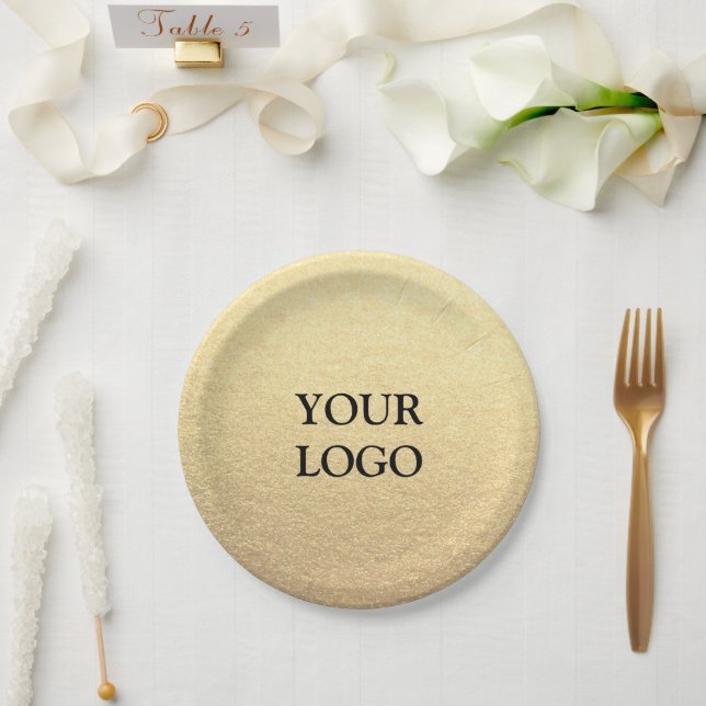 Custom Simple Minimalist Business Your Logo Here Paper Plate (Wedding)