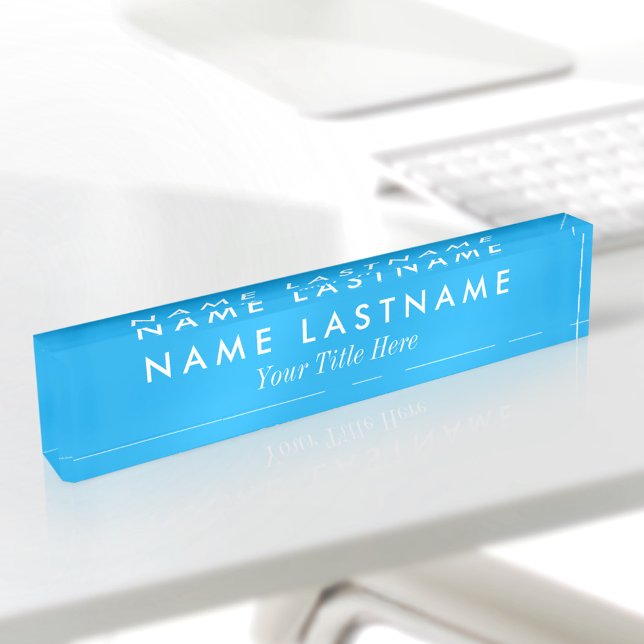 Custom Simple Minimalist Modern Sky Blue Title Nameplate (Creator Uploaded)