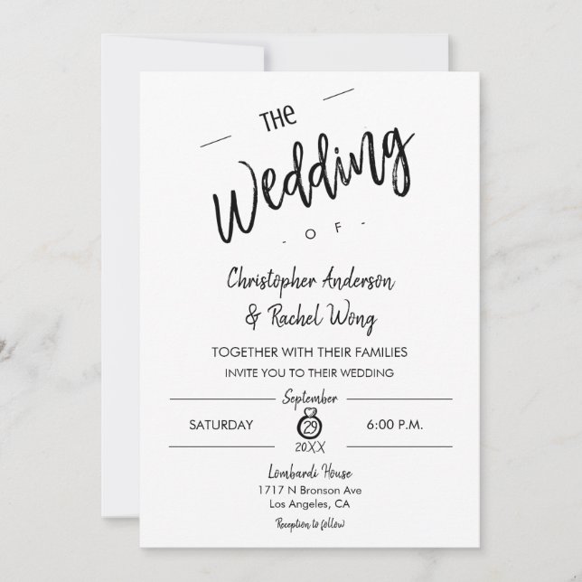 Custom Simple Minimalist Script The Wedding Of Inv Invitation (Front)