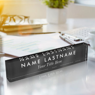 Custom Simple Modern Black White Title Nameplate
