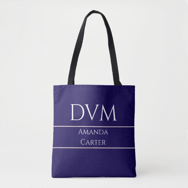 Custom Simple Modern Blue DVM Tote Bag (Front)