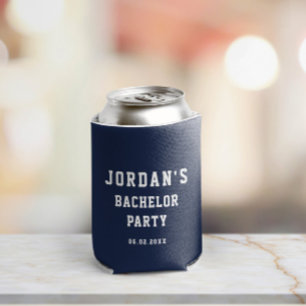 Custom Simple Modern Cool Bachelor Party Navy Blue Can Cooler