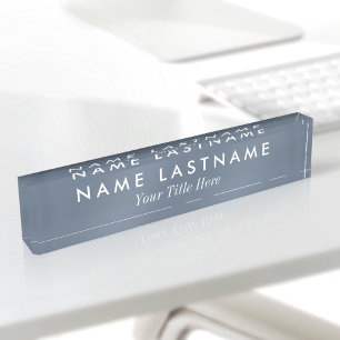 Custom Simple Modern Dusty Blue Title Nameplate