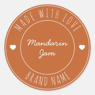 Custom Simple Modern Jam Canning Burnt Orange Classic Round Sticker