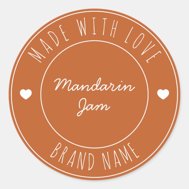 Custom Simple Modern Jam Canning Burnt Orange Classic Round Sticker (Front)
