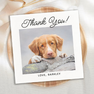Custom Simple Modern Photo Cute Dog Pet Wedding Napkin