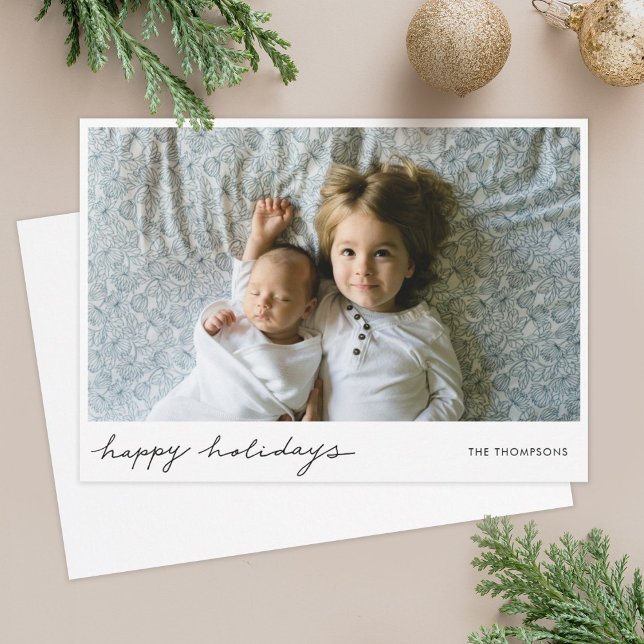 Custom Simple Modern Photo Happy Holidays Card (Creator Uploaded)