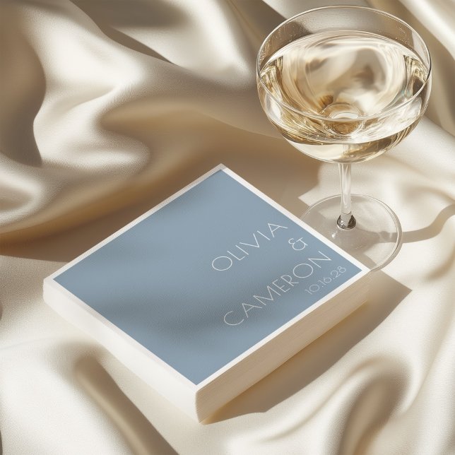 Custom Simple Modern Wedding Muted Dusty Blue Napkin (Creator Uploaded)