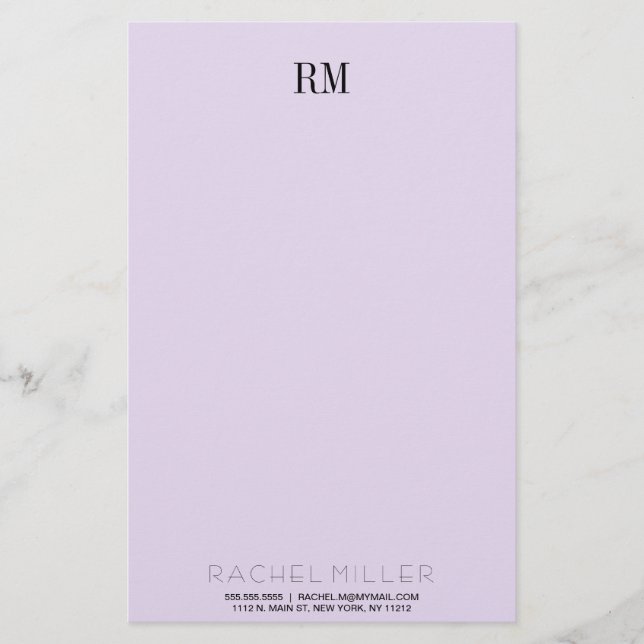Custom Simple Monogram Initials an Name Stationary Stationery (Front)