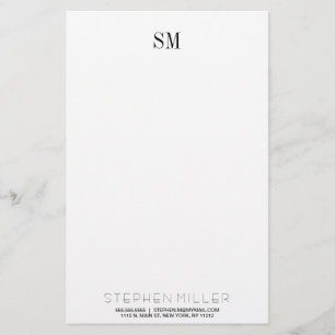 Custom Simple Monogram Initials & Name Stationary Stationery