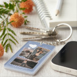 Custom Simple Photos On Lavender Violet Blue Key Ring<br><div class="desc">Are you searching for a delightful and thoughtful gift for Mother's Day? Look no further! This adorable customisable 3-photo collage keychain is just the thing. You can add a name, monogram, or initials, plus include three of your favourite photos. It’s a unique keepsake that’s perfect for Mother’s Day but also...</div>