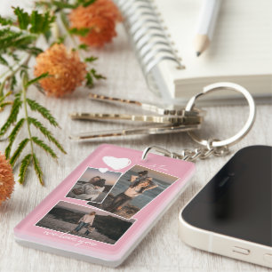 Custom Simple Photos On Light Rose Blush Pink Key Ring