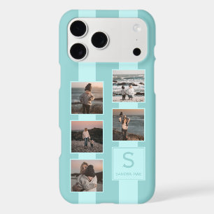 Custom Simple Photos On Light Teal Turquoise Blue