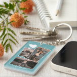 Custom Simple Photos On Teal Aqua Turquoise Blue Key Ring<br><div class="desc">Are you searching for a delightful and thoughtful gift for Mother's Day? Look no further! This adorable customisable 3-photo collage keychain is just the thing. You can add a name, monogram, or initials, plus include three of your favourite photos. It’s a unique keepsake that’s perfect for Mother’s Day but also...</div>