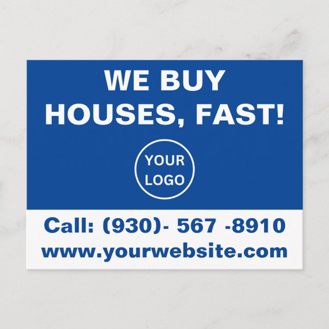 Custom Simple Real Estate Investor  We Buy Houses Postcard (Front)