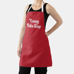 Custom Simple Red and White Personalised Employee Apron