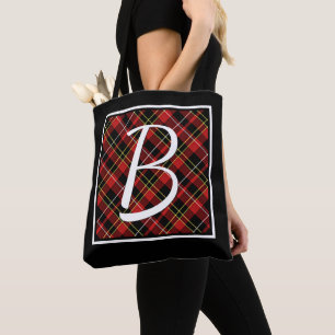 Custom Simple Red Yellow Black Tartan Pattern Tote Bag