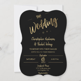 Custom Simple Script Gold Foil The Wedding of Inv Invitation