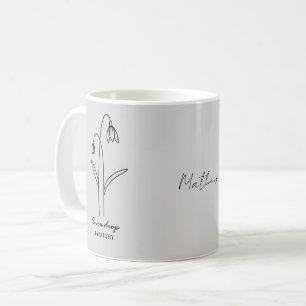 Custom Simple Snowdrop January Custom Name Coffee Mug