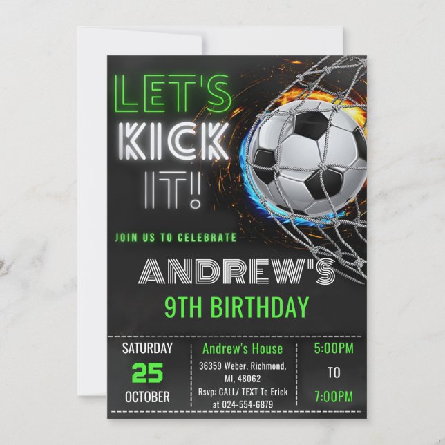 Custom Simple Soccer Birthday Invitation (Front)
