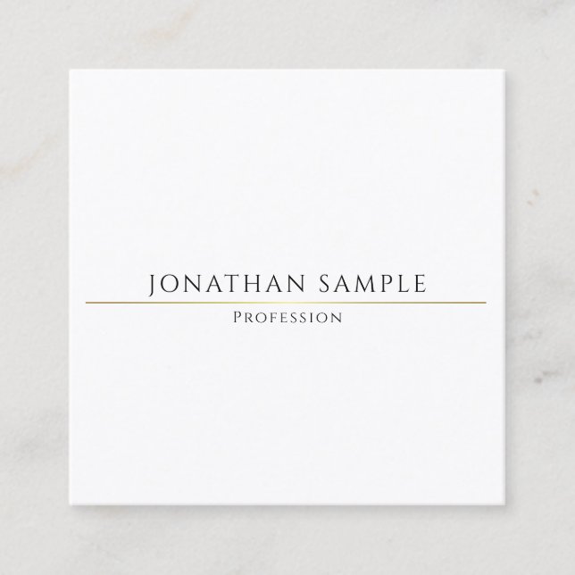 Custom Simple Square Design Gold Template Luxury Business Card (Front)
