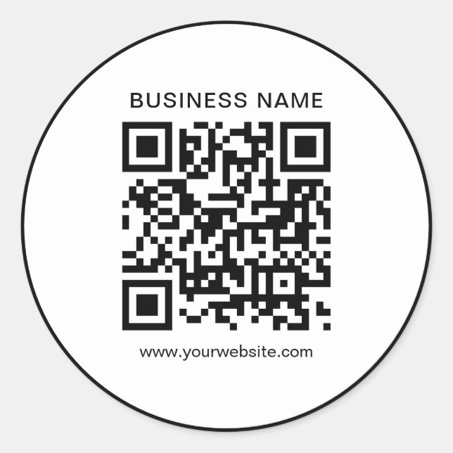 Custom Simple Template Business QR Code White Classic Round Sticker (Front)