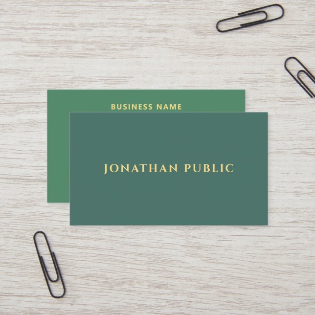 Custom Simple Template Elegant Modern Gold Font Business Card (Front/Back In Situ)