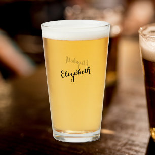 Custom Simple Typography Monogrammed Beer Glass