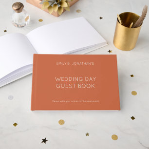 Custom Simple Typography Terracotta Wedding Day Guest Book
