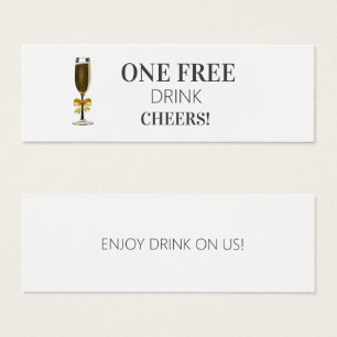 Custom Simple Wedding Free Drink Ticket Voucher 