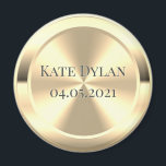 Custom Simulated Engraved Brass Circle Magnet<br><div class="desc">Custom engraved brass badge. The metal and the engrave are simulated. You can replace the name and date text.</div>