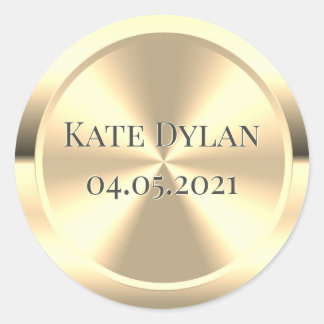 Custom Simulated Engraved Brass Round Sticker