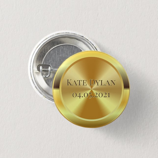 Custom Simulated Engraved Gold 3 Cm Round Badge (Front & Back)
