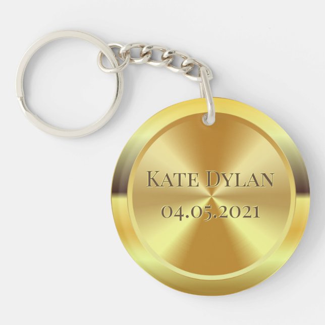 Custom Simulated Engraved Gold Key Ring (Front)