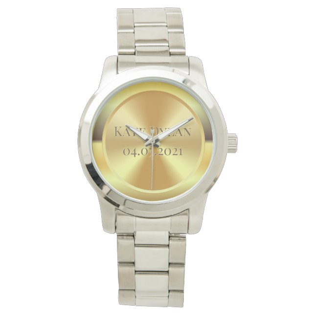 Custom Simulated Engraved Gold Watch (Front)